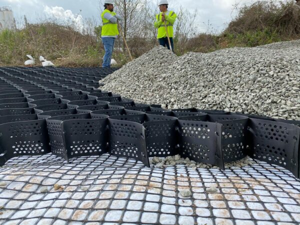 Geocell Gravel Surfacing Installation South Africa HDPE Geocell – GS100-445 (Textured) 100 mm (3 m × 11 m Panel)