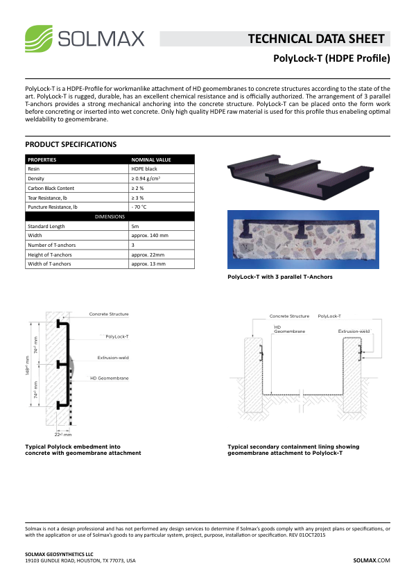 GSE PolyLock-T Specifications